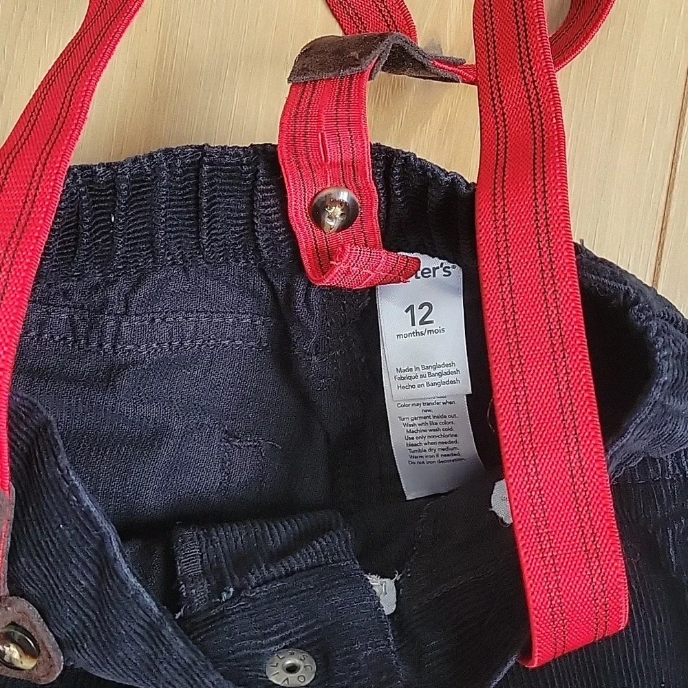 *3/$15*Carter's 12M 2pc Boys Set! Corduroy Pants w/suspenders & long sle…